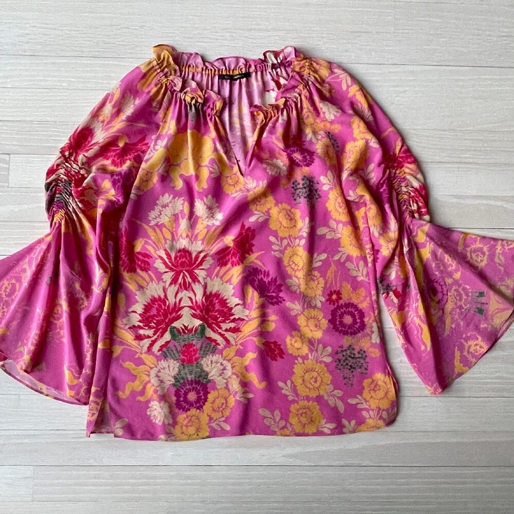 Kobi Halperin Pink & Orange Silk Blouse